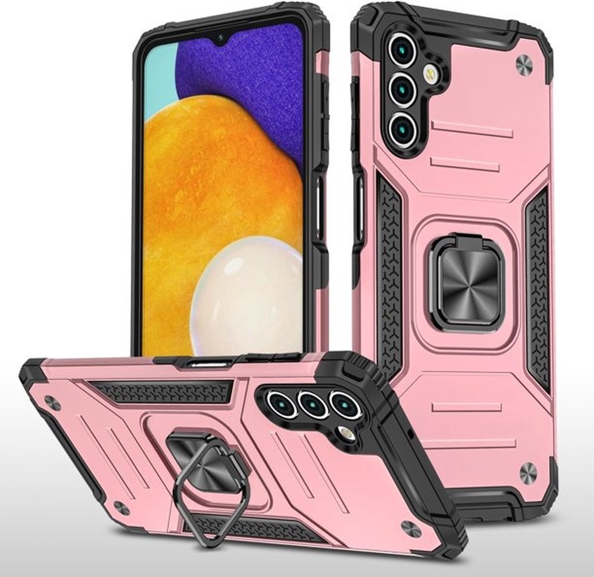 oTronica Backcover Geschikt Voor Samsung Galaxy A13 5G / A04s Hoesje – Met auto mount - Rose goud