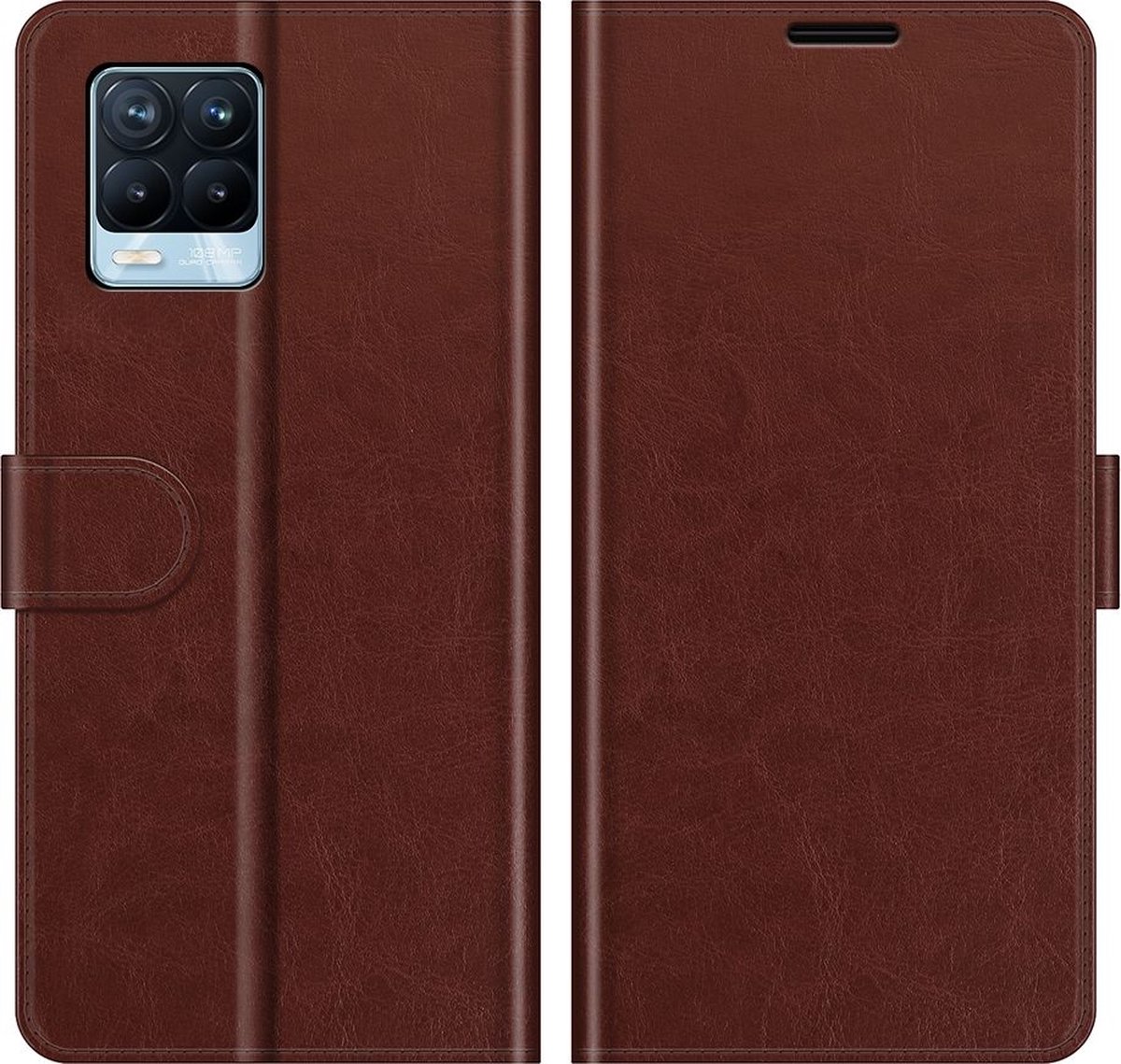 Mobigear Telefoonhoesje geschikt voor Realme 8 Pro Hoesje | Mobigear Wallet Bookcase Portemonnee | Pasjeshouder voor 3 Pasjes | Telefoonhoesje voor Pinpas / OV Kaart / Rijbewijs - Bruin