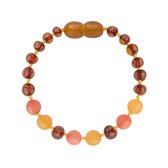 Barnsteen armband baby/peuter cognac - Aventurijn koraal