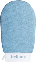 Helioux® Exfoliating Glove - Scrub Handschoen Washand - Voor Lichaam & Gezicht - Verwijderen Van Dode Huidcellen of Zelfbruiner - Blauw