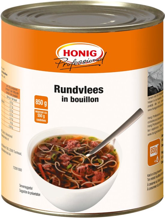 Rundvlees Bouillon Soepen Blik 850 Gram Honig bol