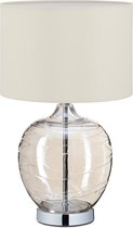 Relaxdays tafellamp modern - stoffen lampenkap - glazen voet - nachtlamp - diverse kleuren - champagne