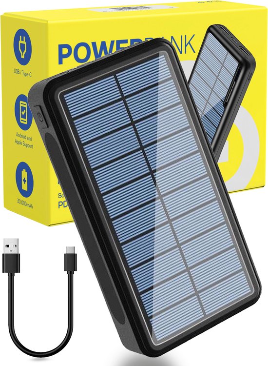 Missionaris Per Onmiddellijk Solarclub Solar Powerbank 30000 mah - Solar Charger met Micro & USB C -  Oplader op... | bol.com