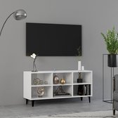 Tv-meubel met metalen poten 103,5x30x50 cm hoogglans wit