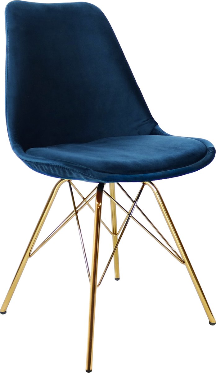Kick Collection KICK® VELVET Kuipstoel Donkerblauw – Eetkamerstoel – Velvet – Goud Frame donker gl
