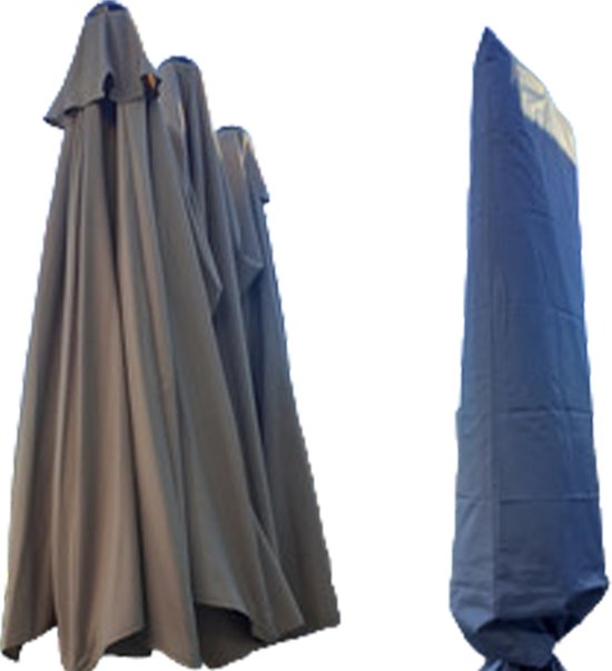 Parasolhoes voor Dubbele Parasol-Zilvergrijs-250x55x60 cm-3 Koppige parasolhoes-DIAMOND