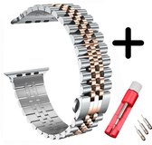 Geschikt voor Apple Watch Bandje Staal Zilver Rose Goud Series 1/2/3/4/5/6/SE/7  - iWatch Stalen band - Jubilee + toolkit - 38mm - 40mm - 41mm