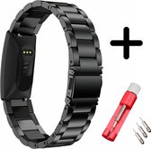 Strap-it Stalen schakel bandje - geschikt voor Fitbit Inspire / Inspire HR / Inspire 2 - zwart + inkort toolkit
