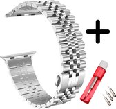 Geschikt voor Apple Watch Bandje Staal Zilver Series 1/2/3/4/5/6/SE/7  - iWatch Stalen band - Jubilee + toolkit - 38mm - 40mm - 41mm