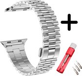 Geschikt voor Apple Watch Bandje Staal Zilver Series 1/2/3/4/5/6/SE/7  - iWatch Stalen band - Presidential + toolkit - 38mm - 40mm - 41mm