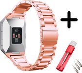 Strap-it Stalen schakel bandje - geschikt voor Fitbit Ionic - rosé goud + inkort toolkit