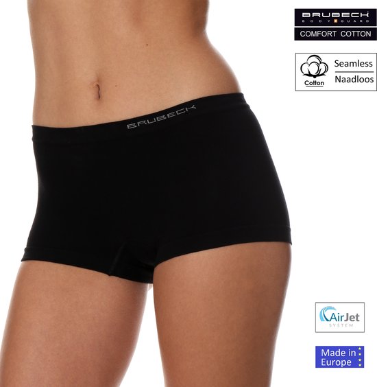 Brubeck Dames Ondergoed Boxershorts - Naadloos Elastisch katoen - Zwart - XL