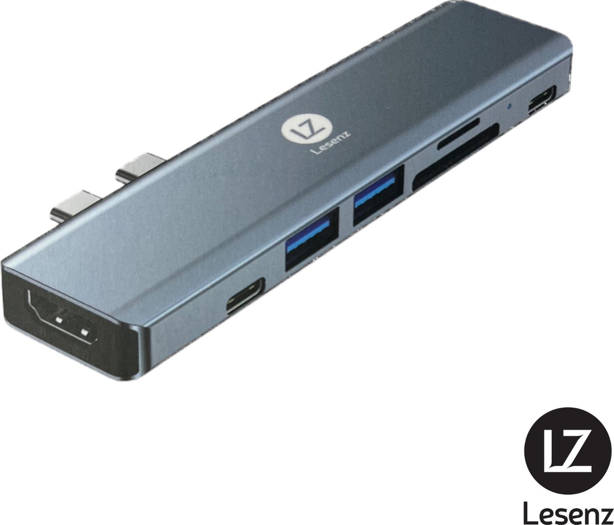 Lesenz USB-C Thunderbolt Hub 7 in 1 voor Macbook Air/Pro 2020 - HDMI - Micro SD - USB-A 3.0 - USB-C 3.1