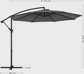 A.T. Shop Parasol, zweefparasol, Ø 300 cm, met zwengel om te openen en te sluiten, zonwering, tuinscherm, UV-bescherming tot UPF 50+, voor tuin, terras, grijs
