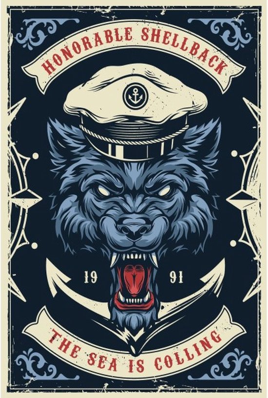 Wandbord - Honorable Shellback The Sea Is Colling - 30x40cm | bol.com