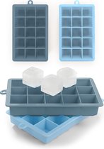 Bac à glaçons Blumtal - 2 x 15 glaçons - Siliconen de haute qualité - 30 pièces - 3,3 cm - Grijs - Blauw / Bleu clair