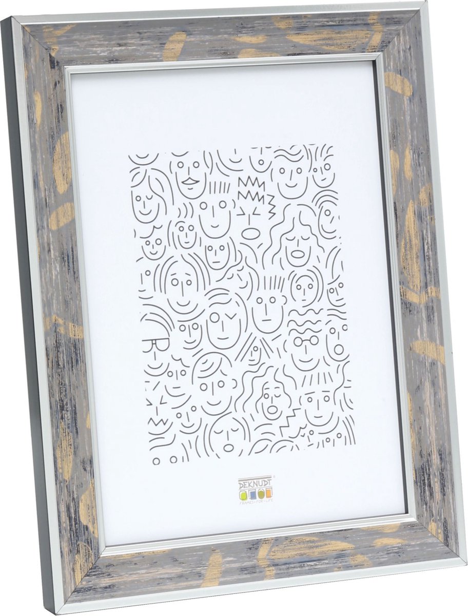 Deknudt Frames fotolijst S40JE7 - grijs met zilverbies - 20x30 cm
