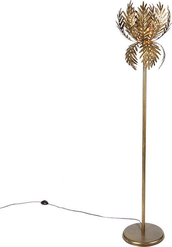 QAZQA botanica - Retro Vloerlamp | Staande Lamp - 1 lichts - H 170 cm - Goud/messing - Woonkamer | Slaapkamer | Keuken