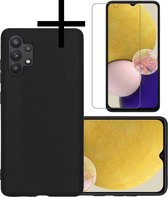 Coque Samsung Galaxy A13 4G Coque Arrière Coque en Siliconen avec Protecteur d'Ecran - Zwart