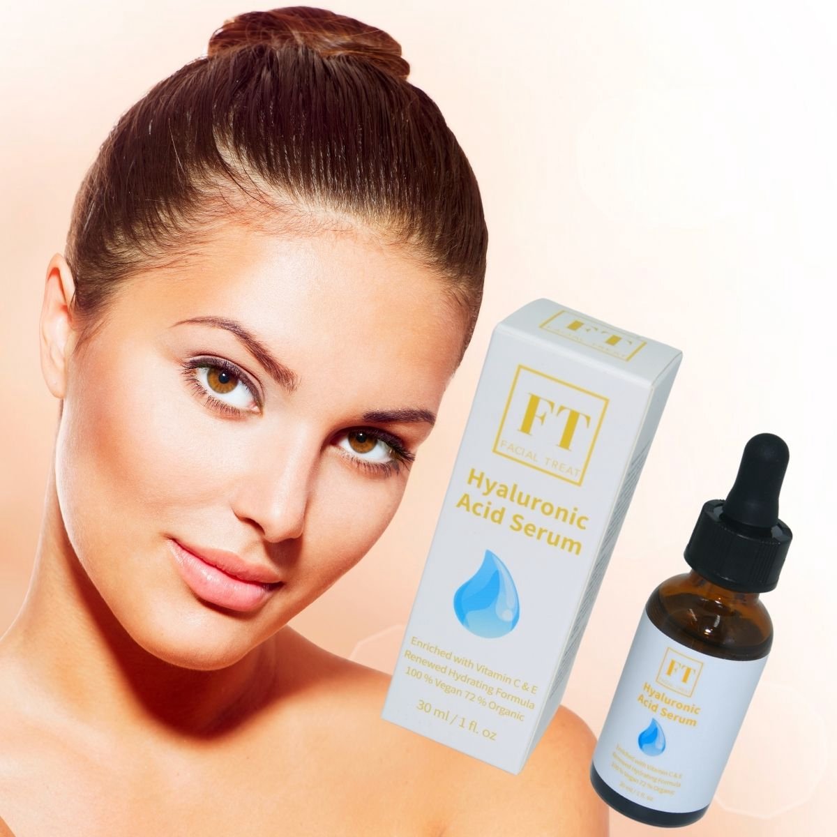 Hyaluronzuur Serum 30 ml – Set van 2 Stuks - Met Vitamine C & E – Hydraterend & Verzorgend - Huidverzorging - Voor Alle Huidtypen - Verpakkingsvoordeel 2 stuks - Facial Treat