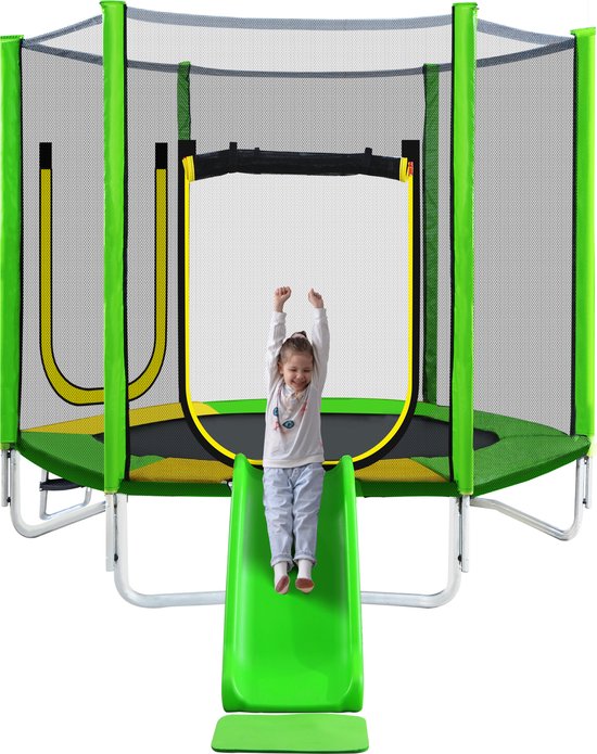 Trampoline pour enfants - Trampoline intérieur et extérieur de 7 pieds avec  toboggan