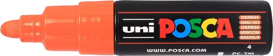 Krijtstift – Chalkmarker – Universele Marker – Uni Posca Marker – donker oranje – PC-7M – 4,5mm – 5,5mm – Medium Punt – 1 stuk