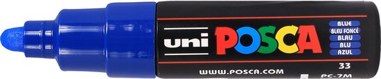 Krijtstift – Chalkmarker – Universele Marker – Uni Posca Marker – donkerblauw – PC-7M – 4,5mm – 5,5mm – Medium Punt – 1 stuk