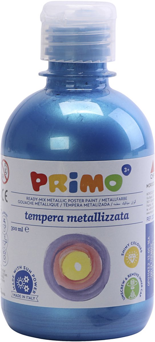 Tempera Verf Metallic , blauw, 300 ml/ 1 doos