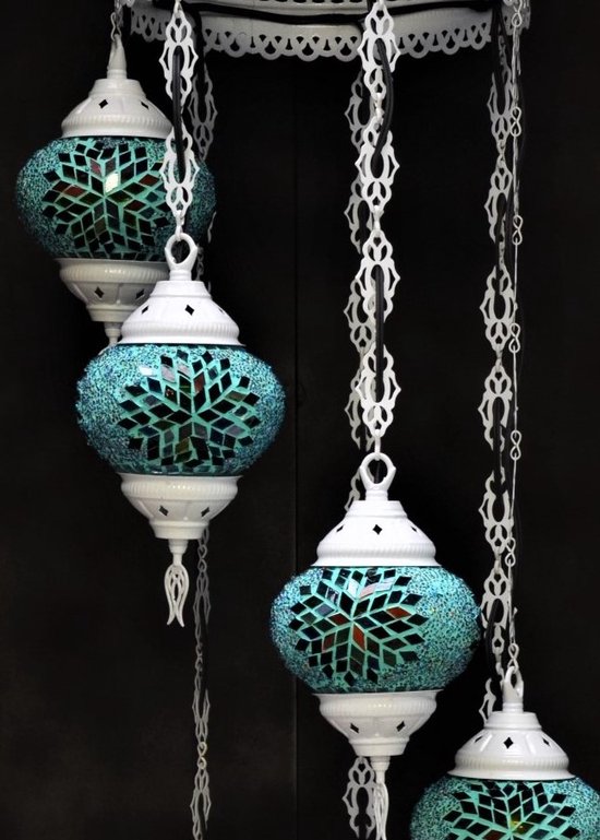 Lampe à poser Daeny, verre, bleu