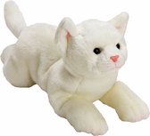 Pluche witte poes/kat knuffel liggend 33 cm