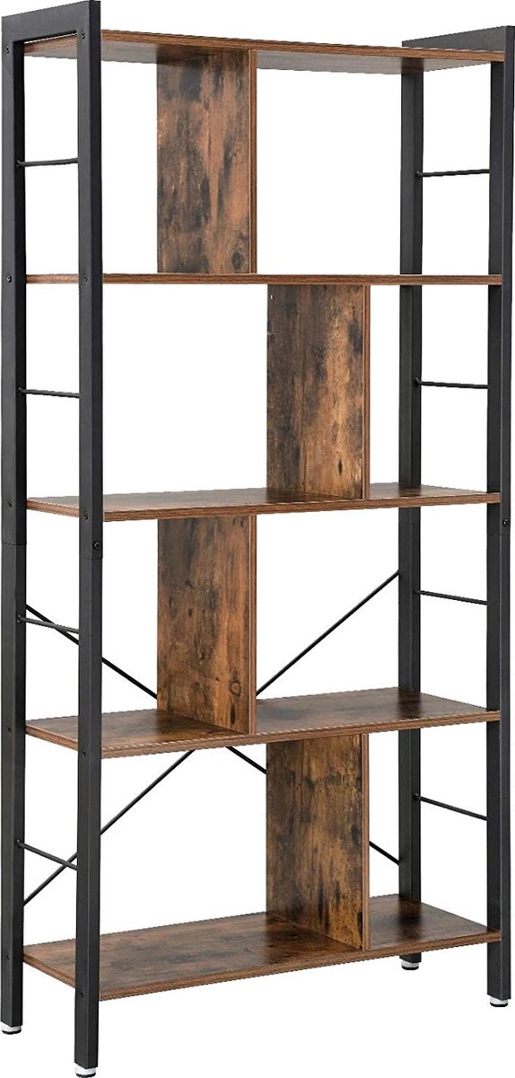 Viking Choice Industriële boekenkast sparrow mangohout 120x188 bruin zwart
