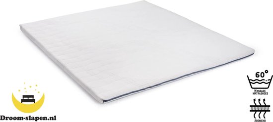 Traagschuim/Nasa topdekmatras - Topper 200x200 6cm - Anti allergische Cooltouch tijk - Zacht