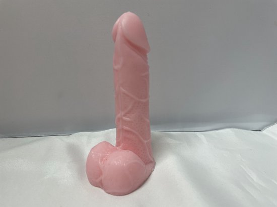Zeep in Penis/piemel vorm kleur roze geur roos 14 cm hoog