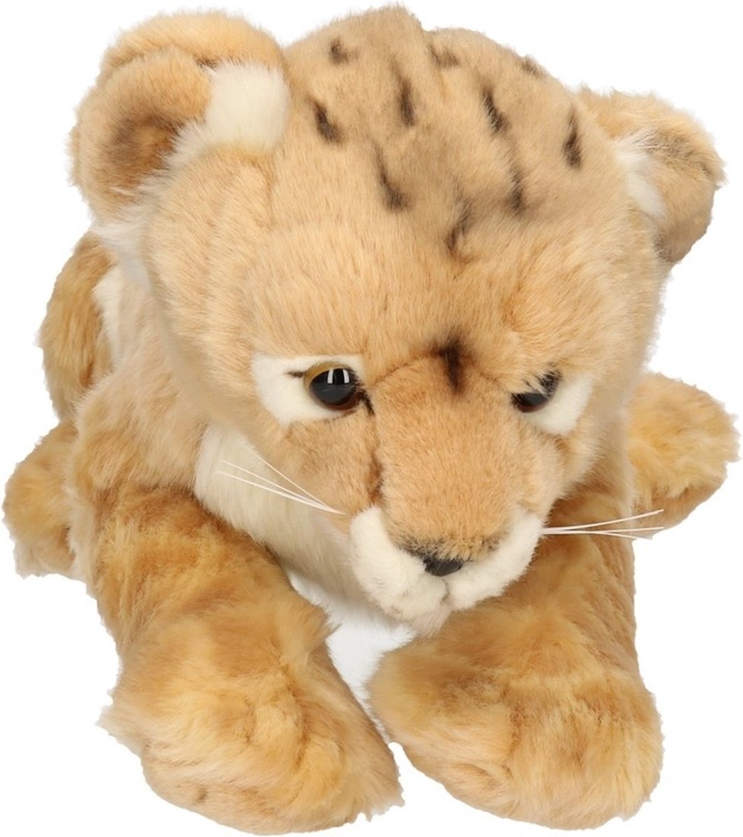 Carldick pluche leeuwen welpje - leeuwen knuffel - lichtbruin - 32 cm - wilde dieren knuffel