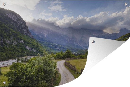 Route entre prairie et montagne en Albanie 180x120 cm XXL / Groot format!