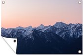 Muurdecoratie Alpen - Berg - Zonsondergang - Sneeuw - 180x120 cm - Tuinposter - Tuindoek - Buitenposter