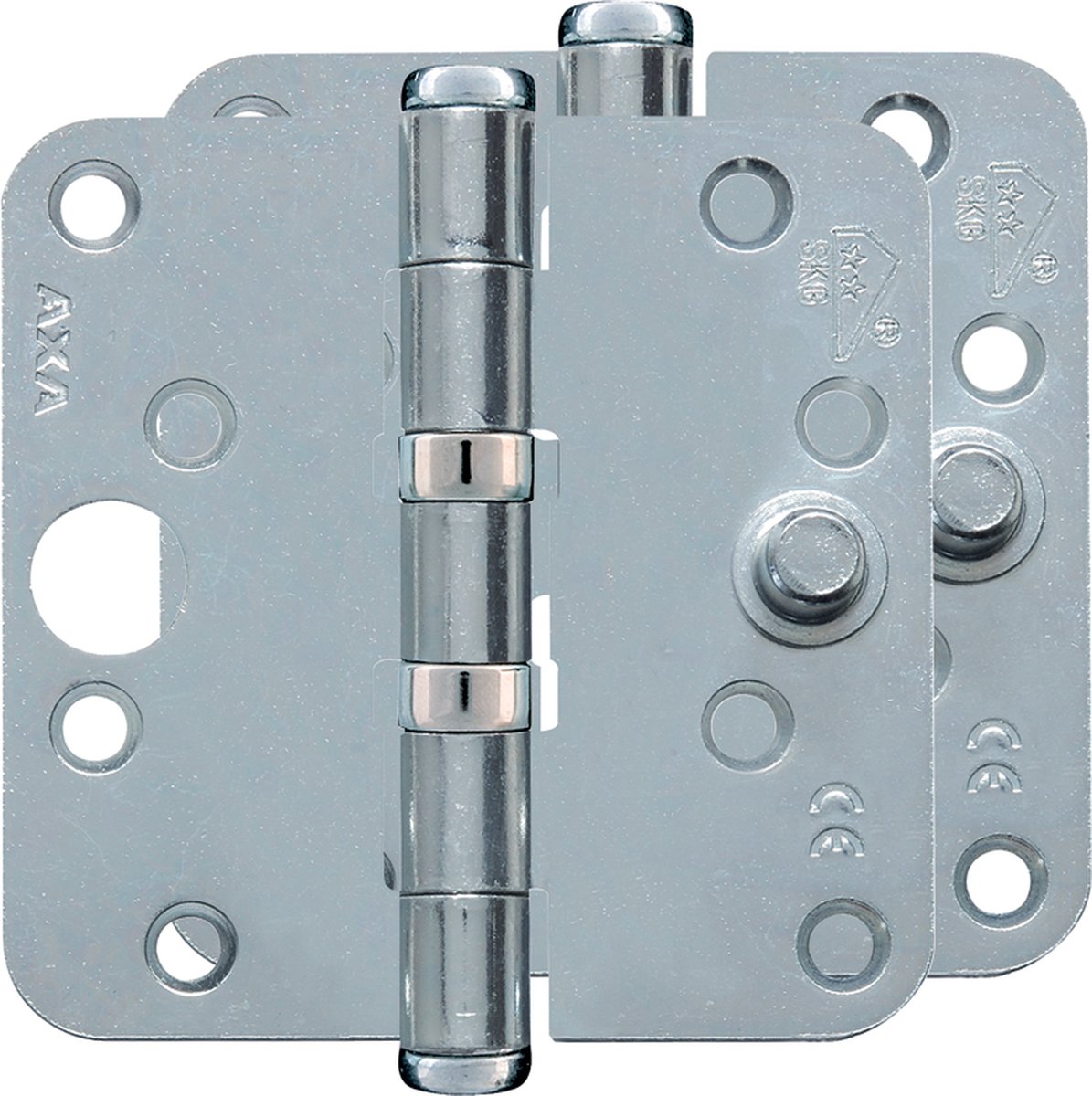AXA Veiligheidsscharnier voor ramen en buitendeuren: Kogellager met ronde hoeken (89x89 mm) - 2 stuks