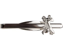 Dasspeld Zilver met Dansers - Stropdas Accessoires - Cadeau voor Heren - Vaderdag - Valentijn - met Cadeaudoosje - Diamant HW07978