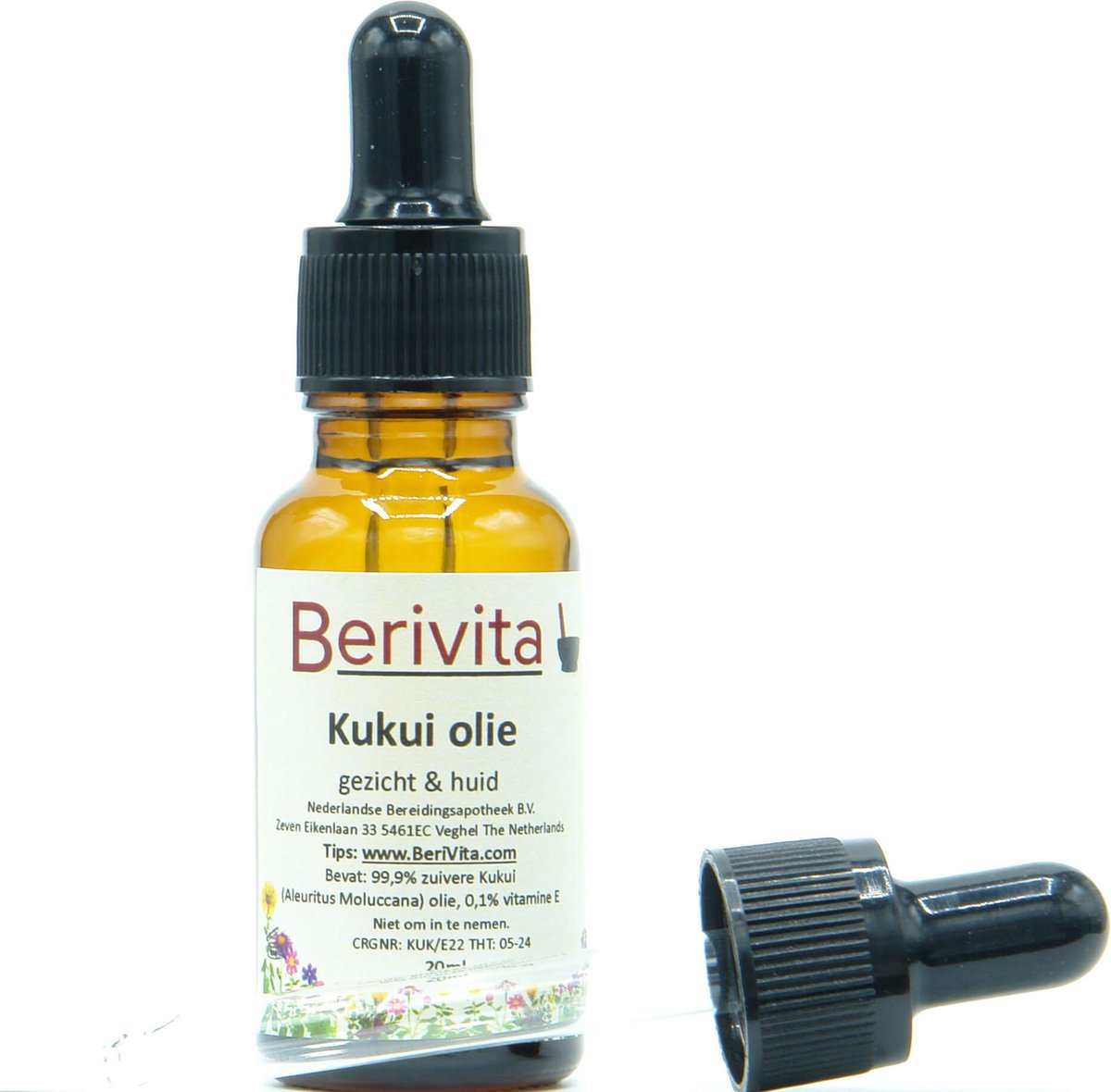 Goedkoopste Kukui Olie Puur 20ml Pipetfles - Huidolie - Koudgeperst, Onbewerkt en Ongeraffineerd