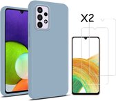 Hoesje Geschikt Voor Samsung Galaxy A33 hoesje silicone soft cover Licht Blauw - Hoesje Geschikt Voor Samsung Galaxy A33 5G Silicone colour hoesje - Galaxy A33 case Liquid Nano Silicone cover - A33 Screenprotector 2 pack