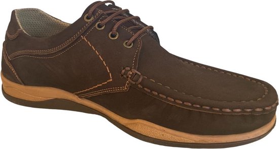 Schoenen- Veterschoenen- Nette Herenschoenen- Comfort schoenen 219- Leer- Bruin 44