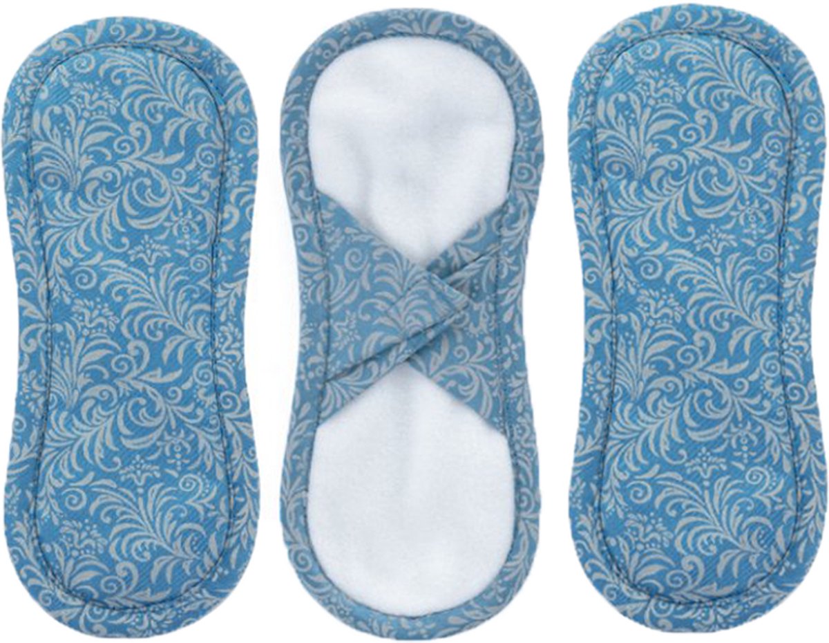 Bamboolik bio Satijn katoen Wasbare Inlegkruisjes - 3 stuks - Grijs Blauw - Comfortabel - Absorberend - Milieuvriendelijk - zero waste
