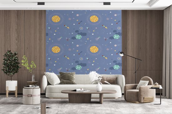 Behang - Fotobehang Patroon - Jongens - Kinderen - Ruimte - Breedte 240 cm x hoogte 260 cm