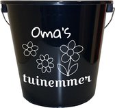 Emmer - 5 liter - zwart - met tekst: Omas tuinemmer – Cadeau – Geschenk – Gift – Kado – Surprise