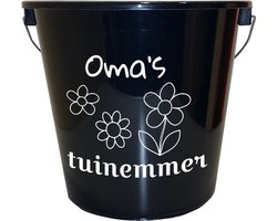 Emmer - 5 liter - zwart - met tekst: Omas tuinemmer – Cadeau – Geschenk – Gift – Kado – Surprise