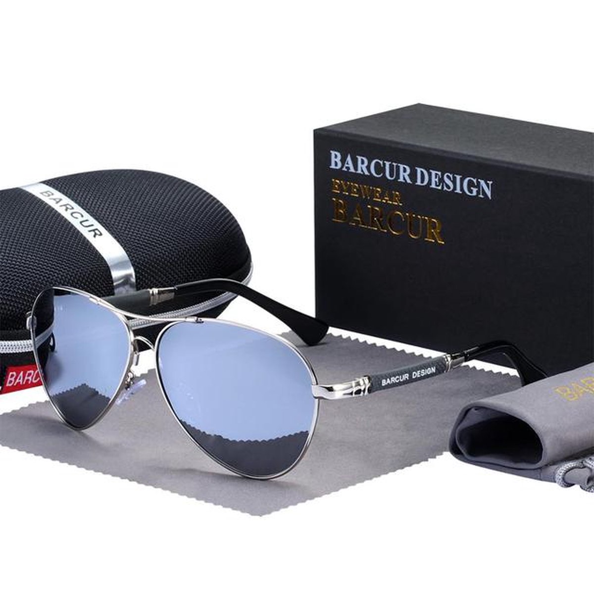Barcur zonnebril – Zonnebril heren – Zonnebrillen – UV 400 – Gepolariseerde Zonnebril – Zonnebril heren gepolariseerd – Zonnebril heren polaroid – Zilver