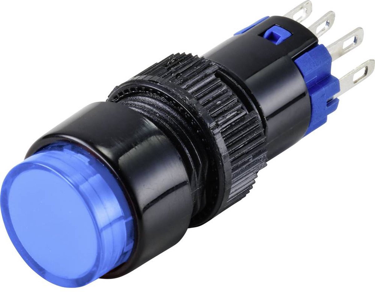 TRU COMPONENTS LAS2Y-11Z/B/12V Druktoets 250 V 3 A 1x uit/aan Continu Blauw IP40 1 stuk(s)