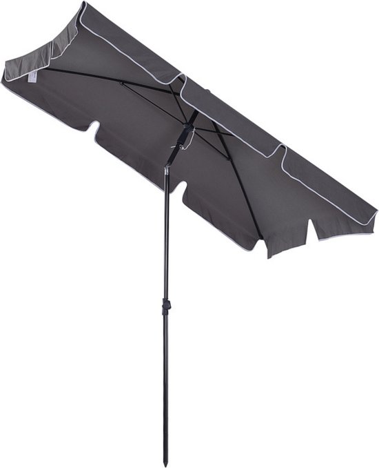GardenGoodz® Balkon Parasol - 200 x 125 cm - Rechthoek - Grijs - Knikbaar