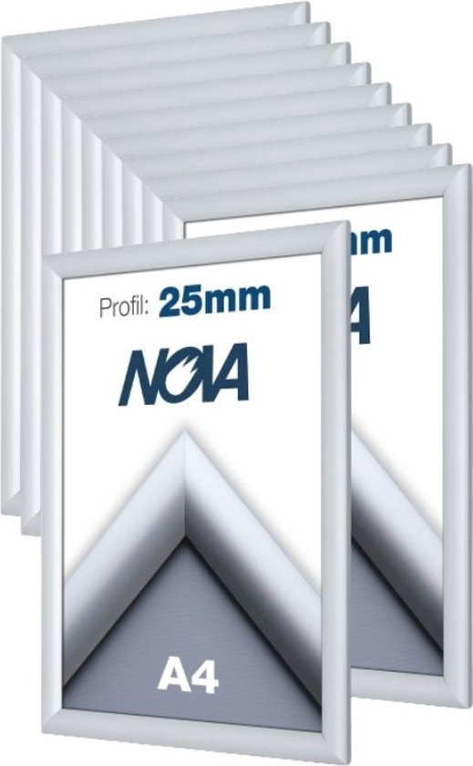 10 PACK Nova Kliklijsten A4 21x29,7cm aluminium zilver – wissellijst - posterlijst