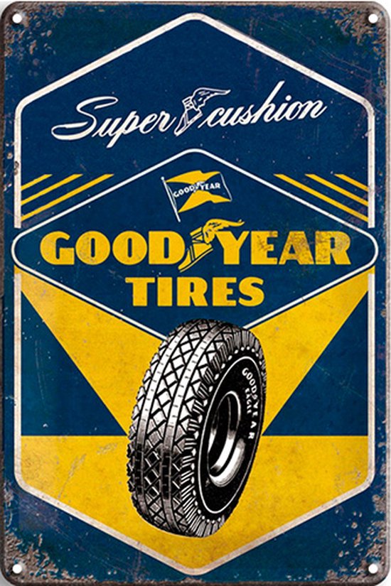 Signs-USA - Retro wandbord - metaal - Good year Tyres - 20 x 30 cm